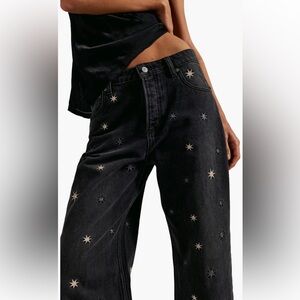 NWT  We The Free Deep Trance Shine Embroidered
Boyfriend In Starry Night   S 29